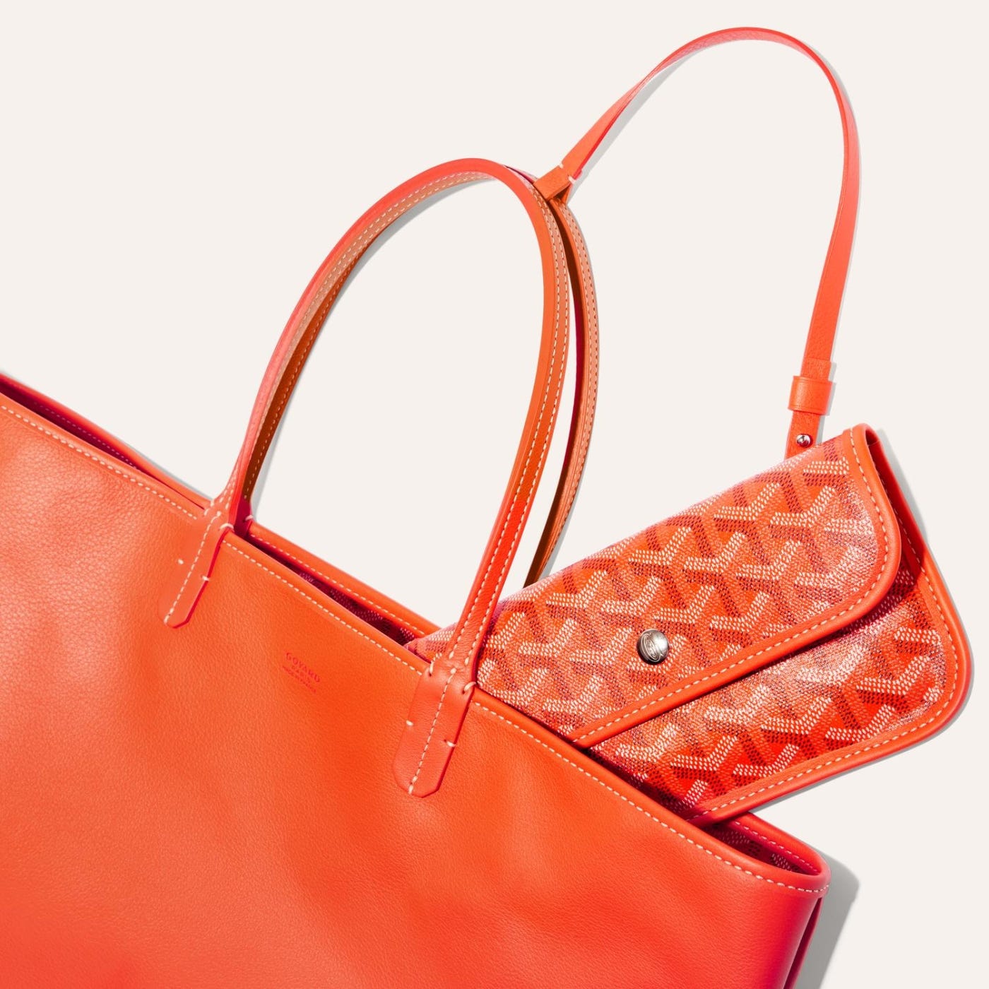 Goyard Goyardine Orange Anjou PM Reversible Tote Bag Palladium Hardware - Image 3